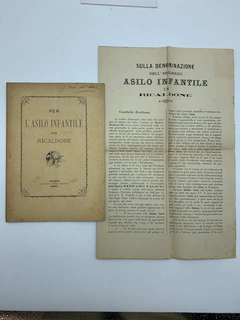 Per l'asilo infantile di Ricaldone; Sulla denominazione dell'erigendo asilo infantile in Ricaldone